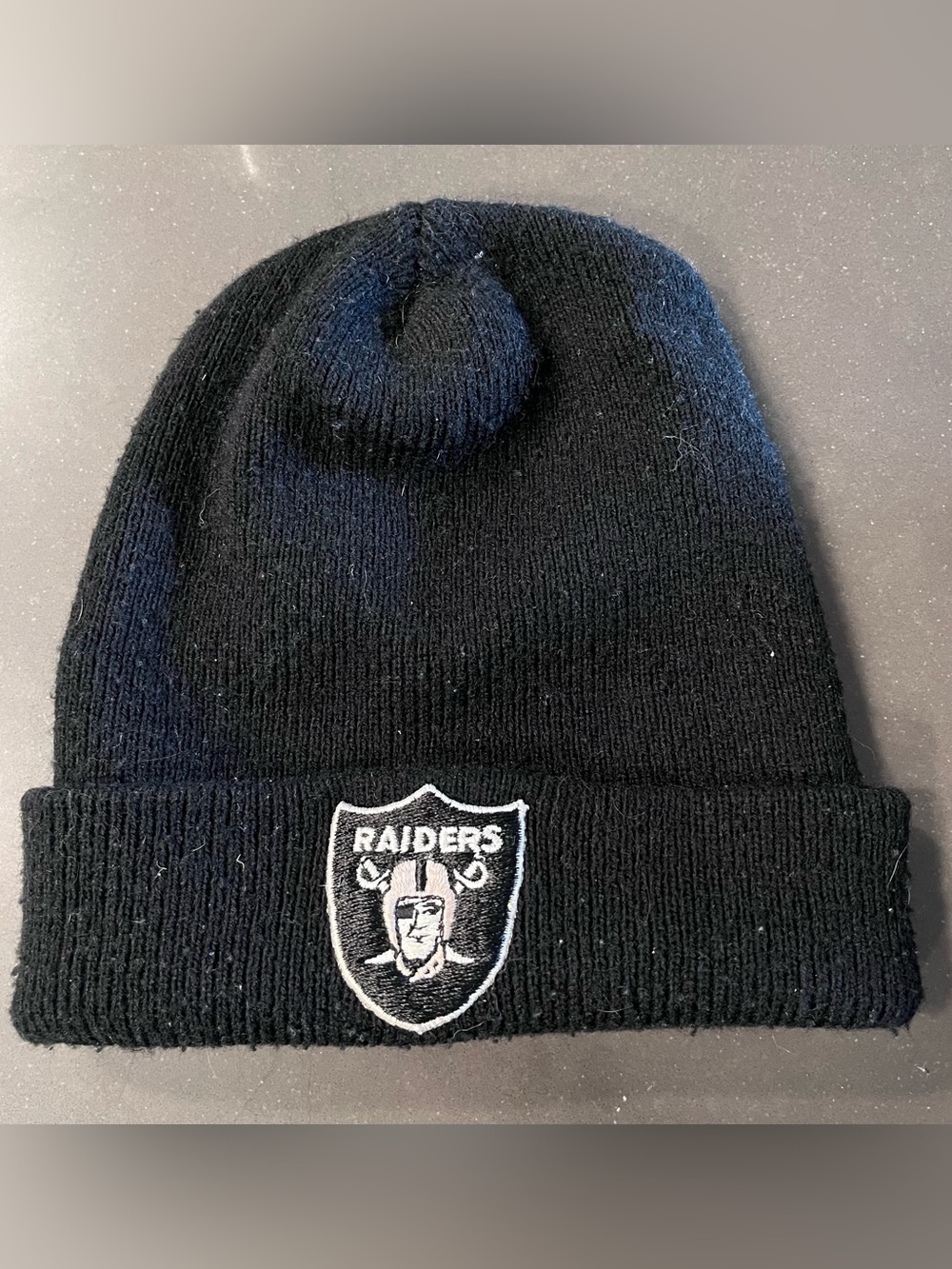 Raiders Football Black Embroidered Cuffed Beanie